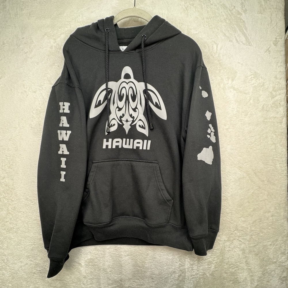 Hawaii Sea Turtle Hoodie Mens M Black Hawaiian Islands Pullover Surf BaBa